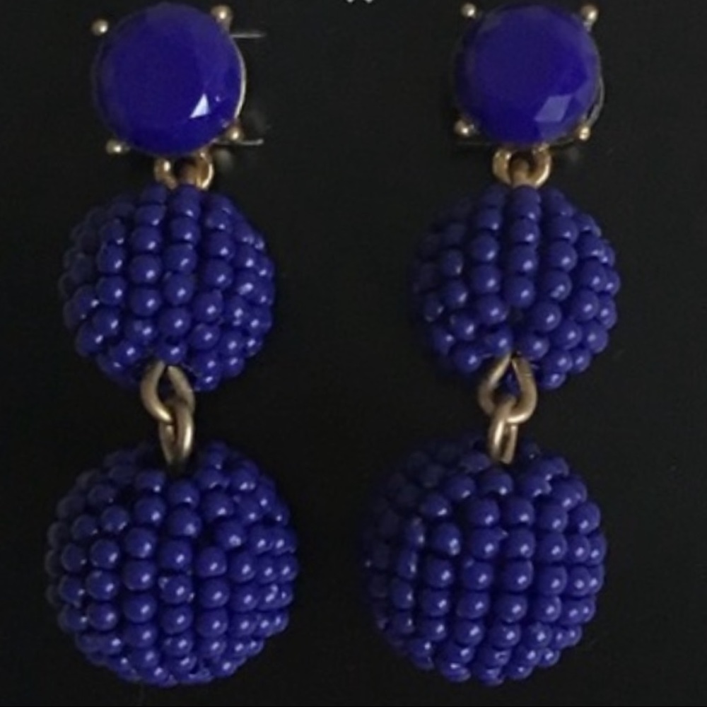 J CREW BLUE BEADED TIER EARRINGS - Picture 3 of 7